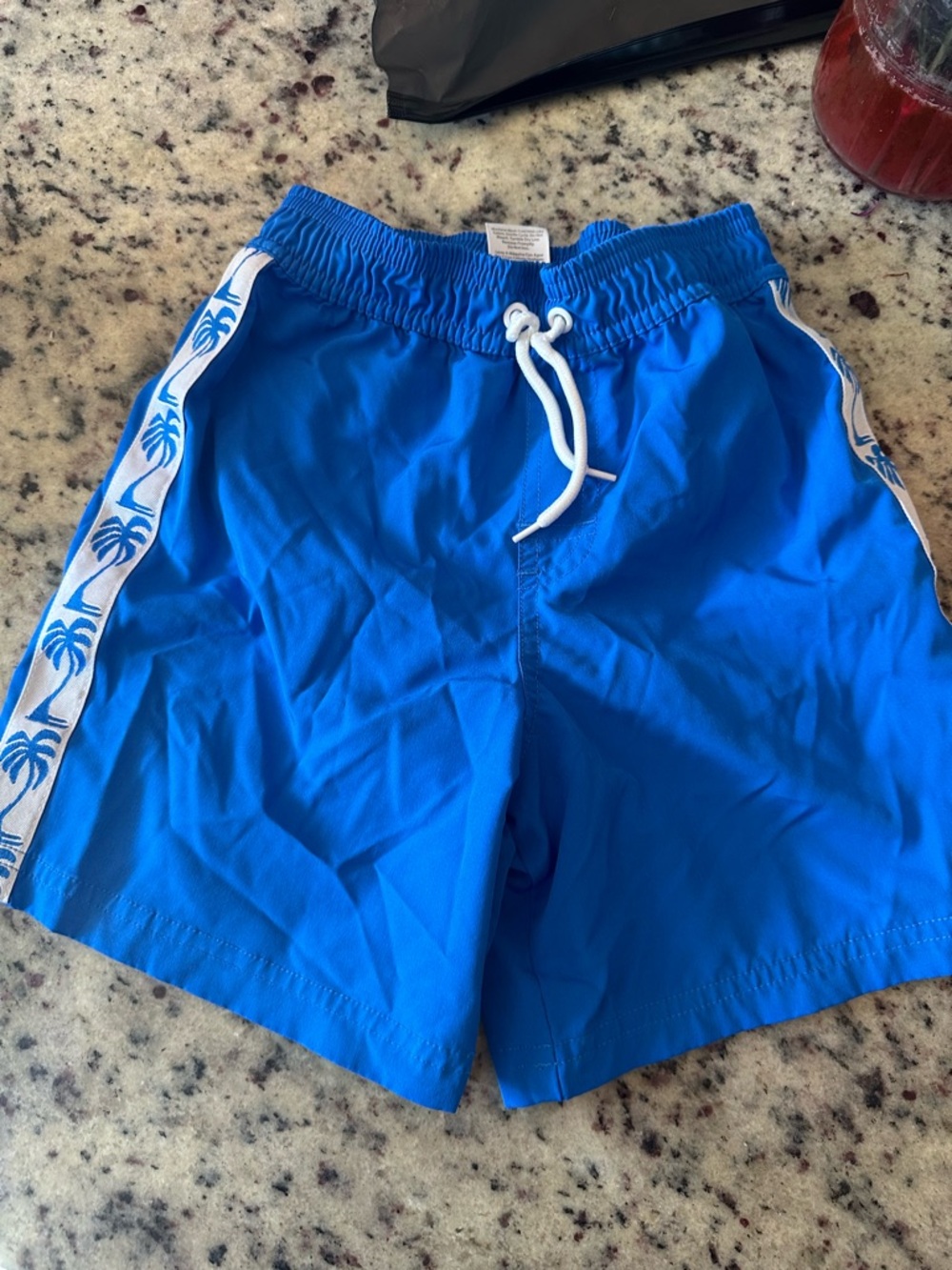 wonder nation Royal Blue Kids Swim Trunks with White Drawstring